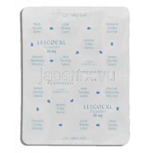 レスコールXL Lescol XL, ローコール ジェネリック, フルバスタチン 80mg (Novartis) 包装裏面