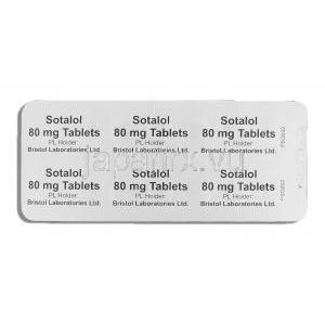 ソタロール Sotalol 80mg 錠 (Bristol) 包装裏面