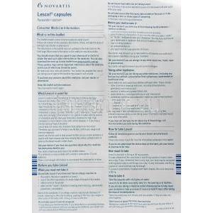 レスコール Lescol, ローコール ジェネリック, フルバスタチン 20mg (Novartis) 情報シート1