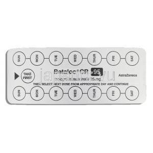 ベタロックCR Betaloc CR, コハク酸メトプロロール 95mg 箱 (アストラゼネカ社) 包装裏面
