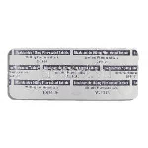カソデックス ジェネリック, ビカルタミド 150mg 錠 (Winthrop) 包装裏面