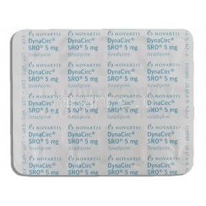 ダイナシルクSRO Dynacirc Srom, イスラジピン 5mg カプセル （ノバルティス社） 包装裏面