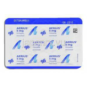 エリアス Aerius, デスロラタジン 5mg 錠 (Shering-Plough) 包装裏面