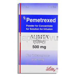 アリムタ Alimta, ペメトレキセド二ナトリウム 500mg 注射 (Eli Lilly) 箱