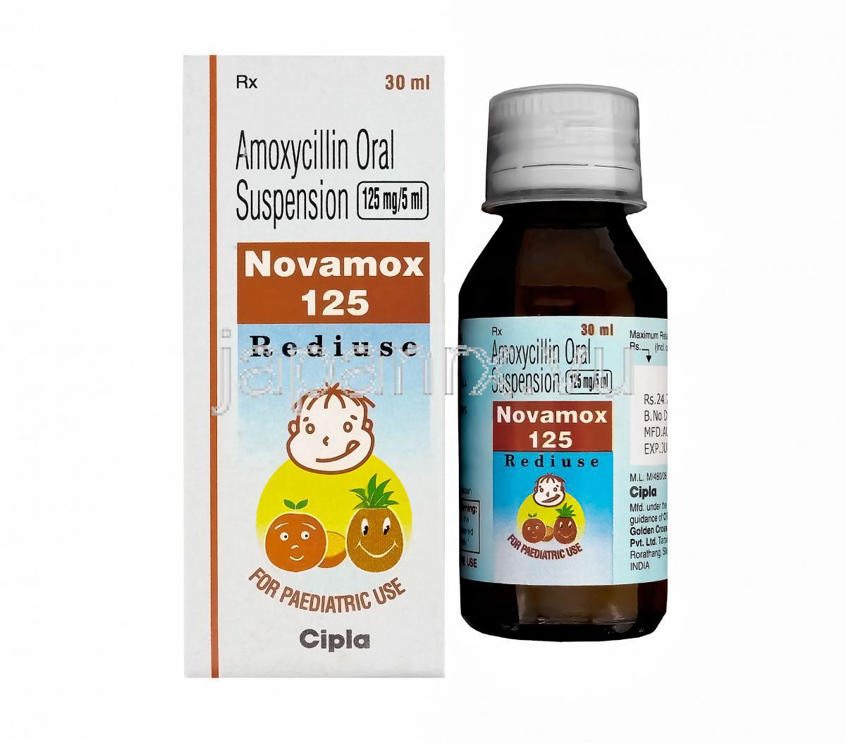 ノバモックス125、ジェネリックパセトシンドライシロップ、アモキシシリン125mg/5ml