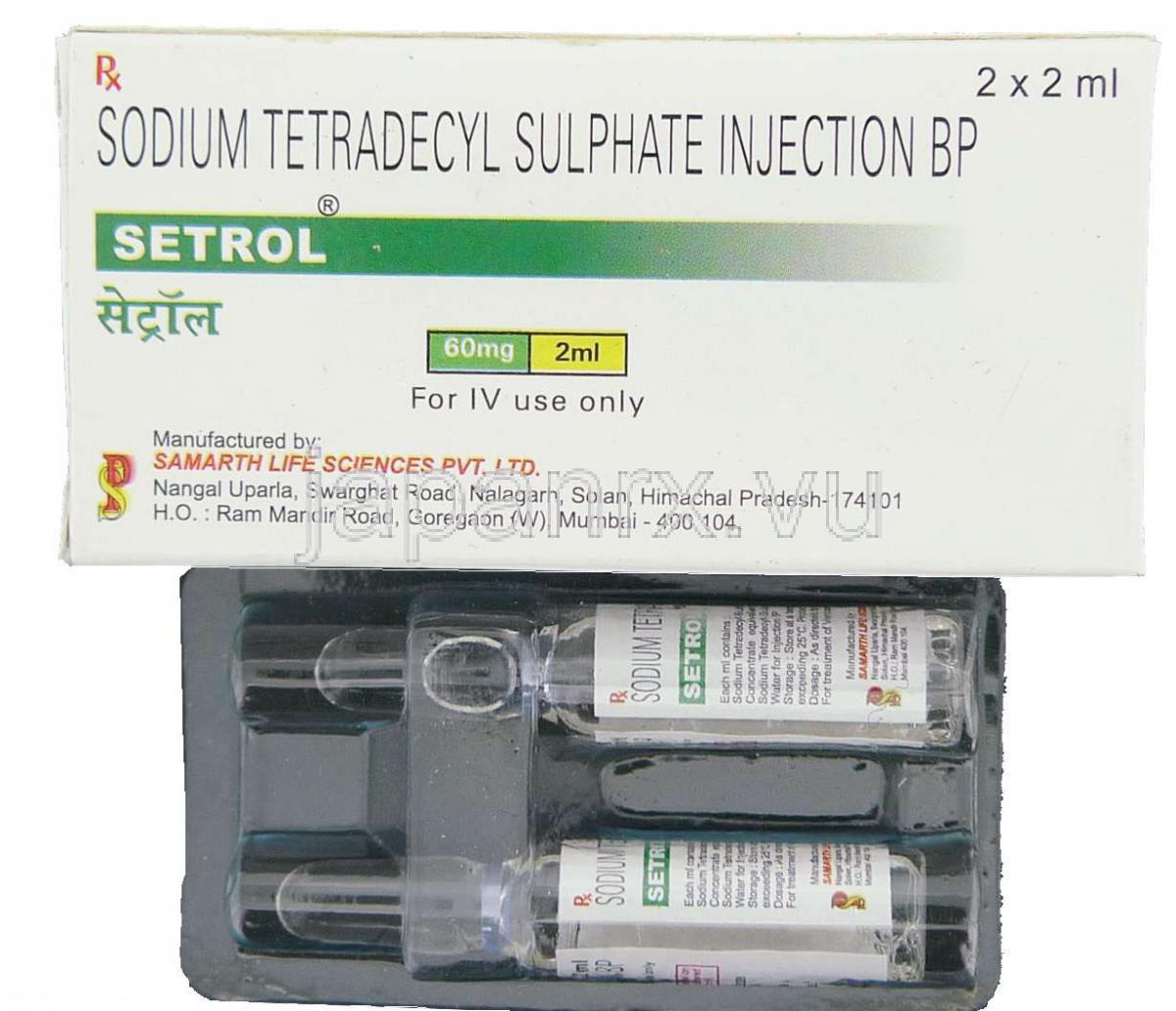 硫酸テトラデシルナトリム（ソトラデコール ジェネリック）, セトロール Setrol 3% 注射 (Samarth)