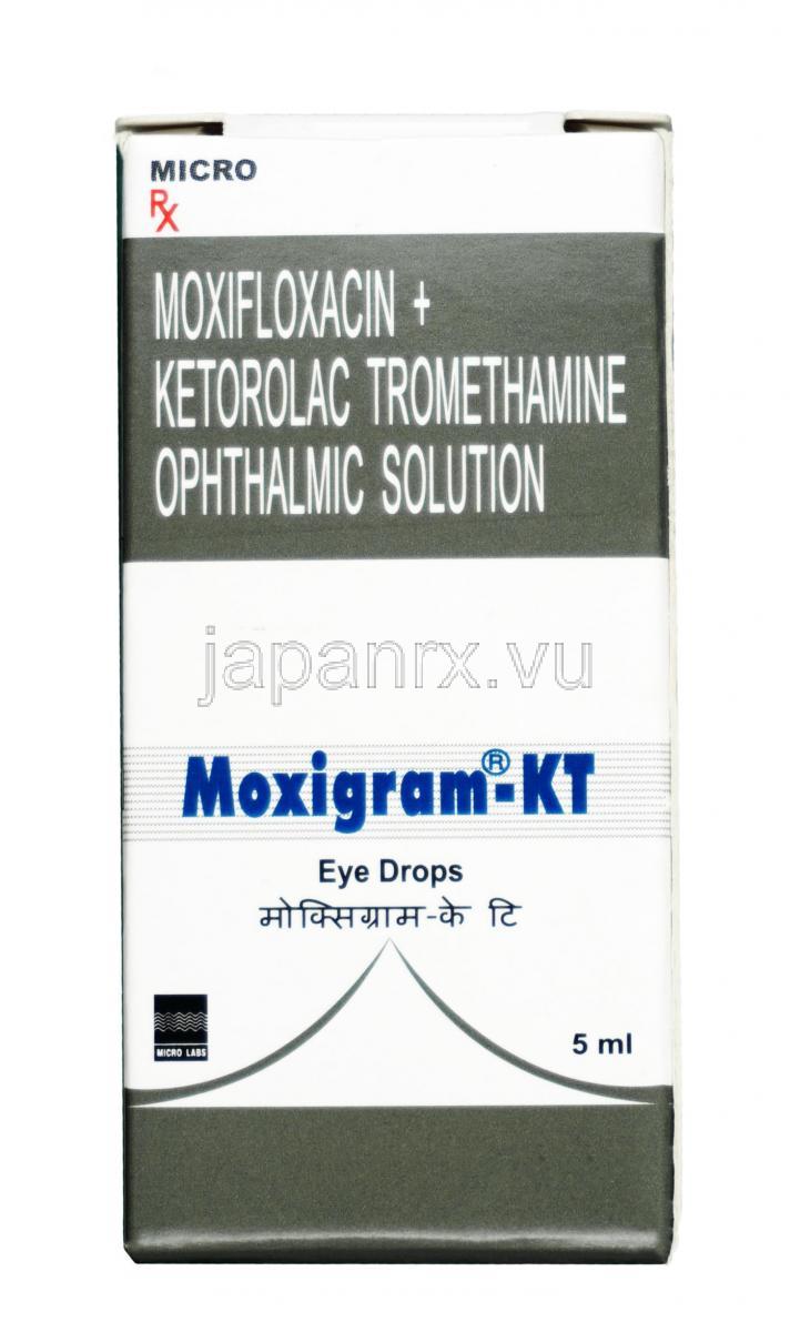モキシグラム KT 点眼薬 , ケトロラック  0.5%w/v / モキシフロキサシン 0.5% w/v, 点眼薬 5ml, 箱表面