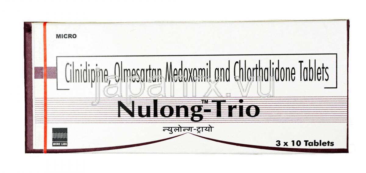 ヌロントリオ,オルメサルタン 40 mg /  シルニジピン 10 mg / クロルタリドン  12.5 mg, 錠剤, 箱表面