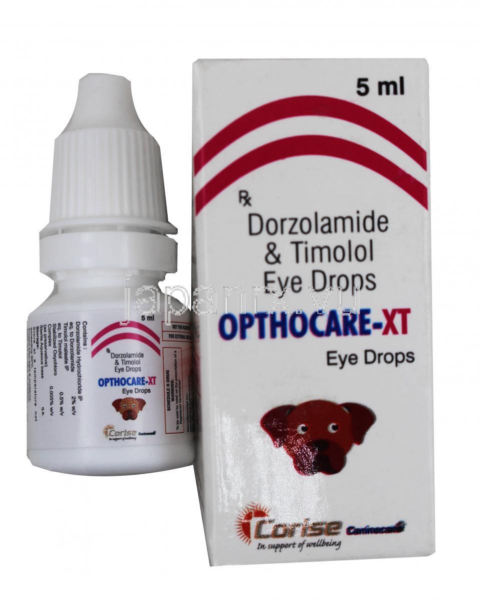 オプトケア XT ペット用 点眼薬,ドルゾラミド  2%wv / チモロール 0.5%wv, 点眼薬,5ml, 箱, ボトル