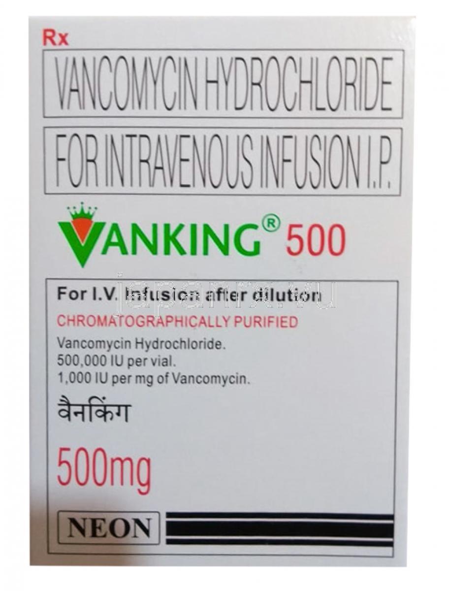 Vanking Injection, Vancomycin I.V. Infusion after dilution, 500mg, 1000mg , box front presentation