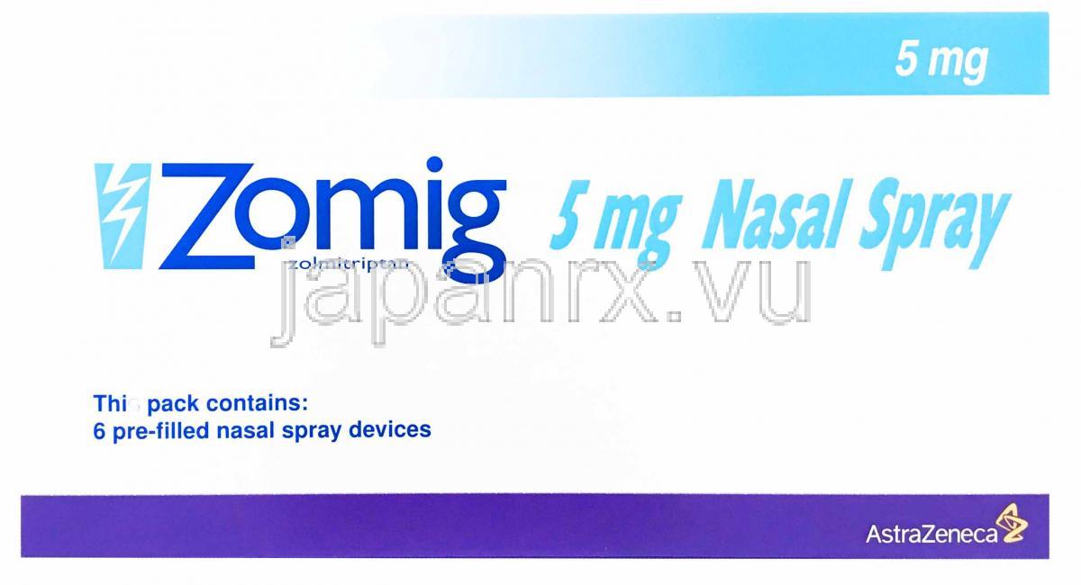 Zomig, Zolmitriptan Nasal Spray 6 pre-filled nasal spray devices, 5 mg, AstraZeneca