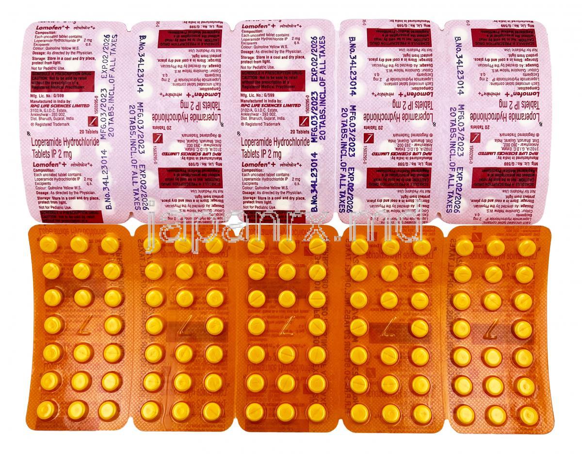 ロモフェン プラス, ロペラミド 2 mg, 20錠 X 10 シート,製造元： RPG Life Sciences Ltd,シート