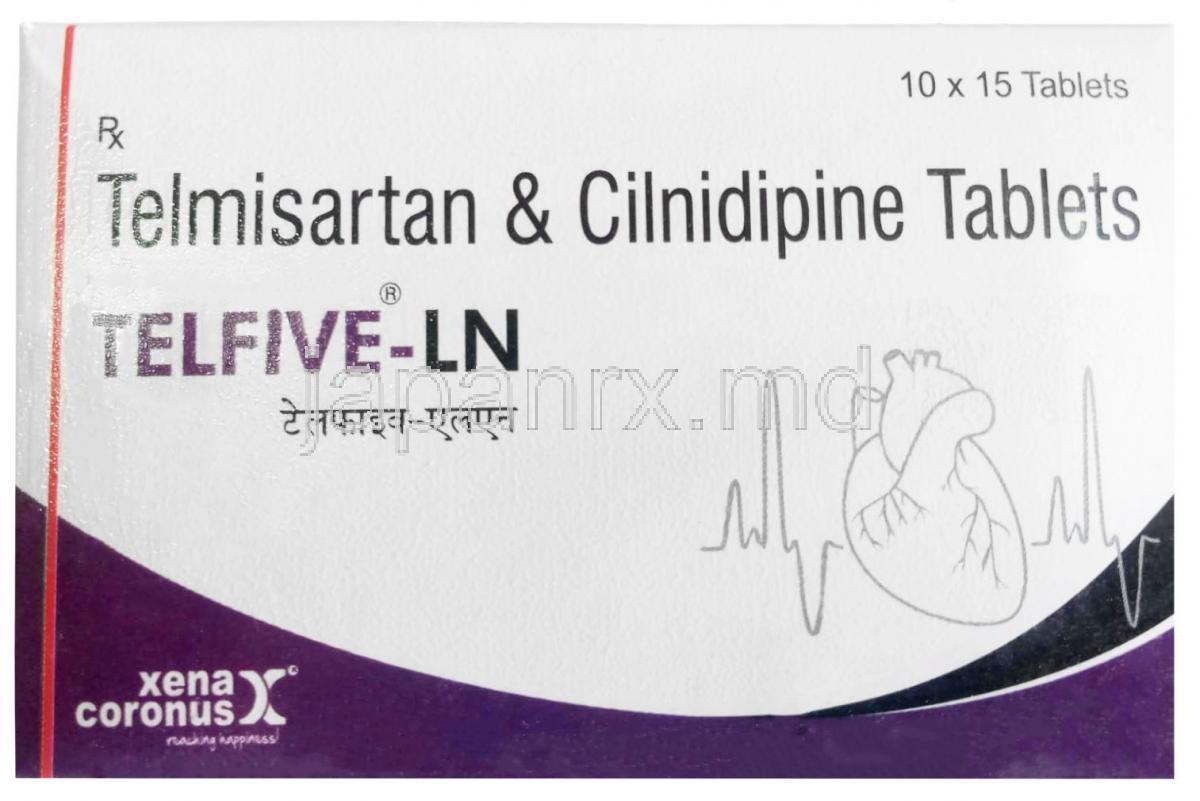 テルファイブLN, シルニジピン 10 mg/ テルミサルタン 40 mg, 製造元：Xena Coronus, 箱表面