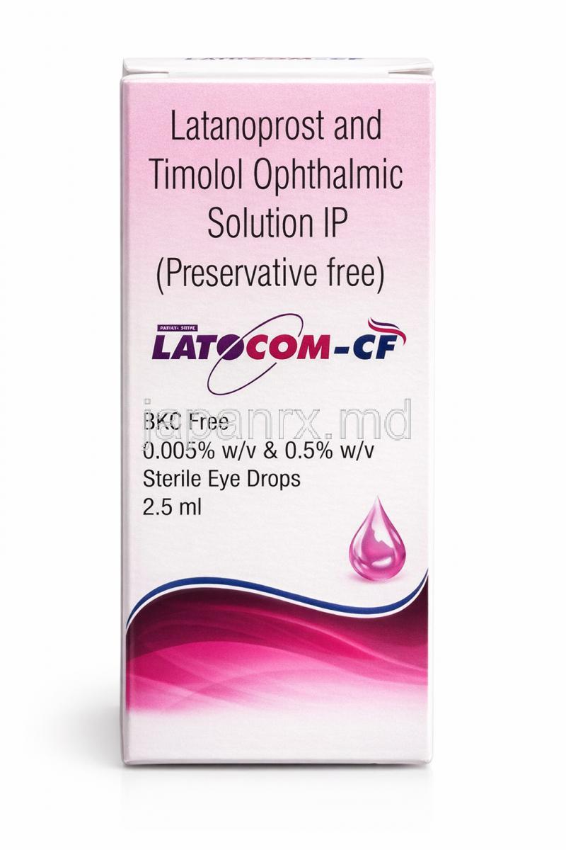 ラトコム-CF点眼薬, ラタノプロスト 0.005% / チモロール 0.5%  点眼薬 2.5 mL,製造元：Sun Pharma, 箱表面
