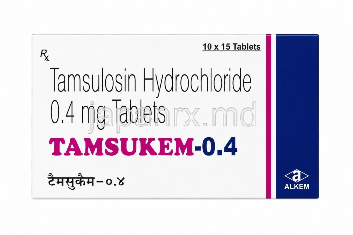 タムスケム0.4, タムスロシン 0.4 mg, 製造元：Alkem Laboratories Ltd, 箱表面