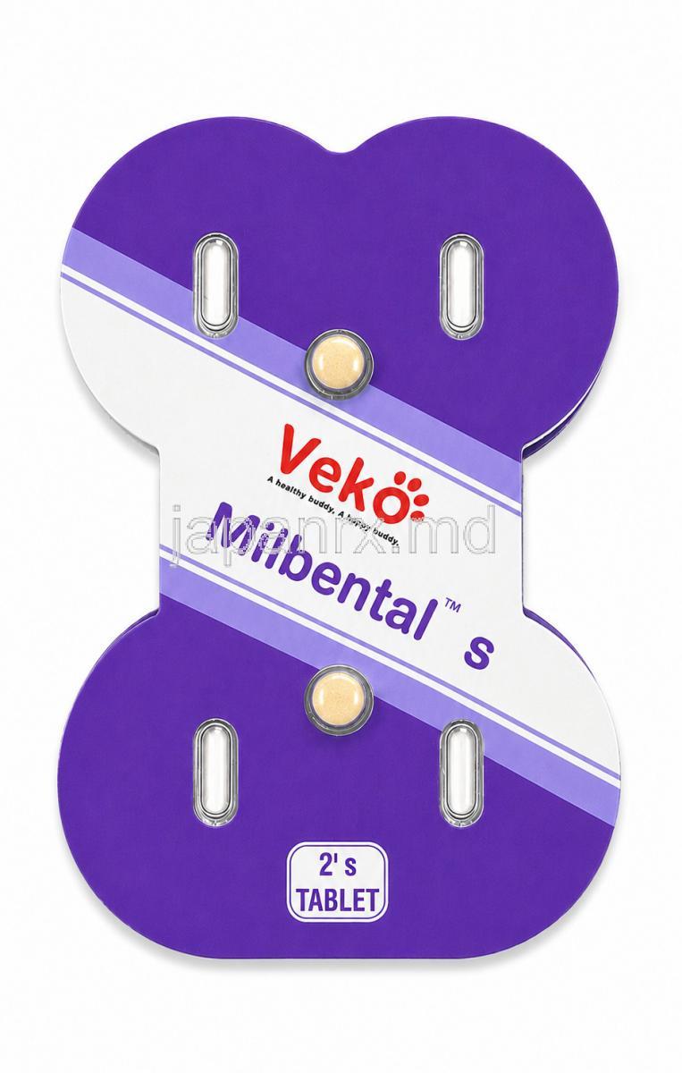 ミルベンタール駆虫薬, ミルベマイシン 2.5mg/ プラジカンテル25mg, 2 錠, 製造元：Veko Care Pvt. Ltd, シート