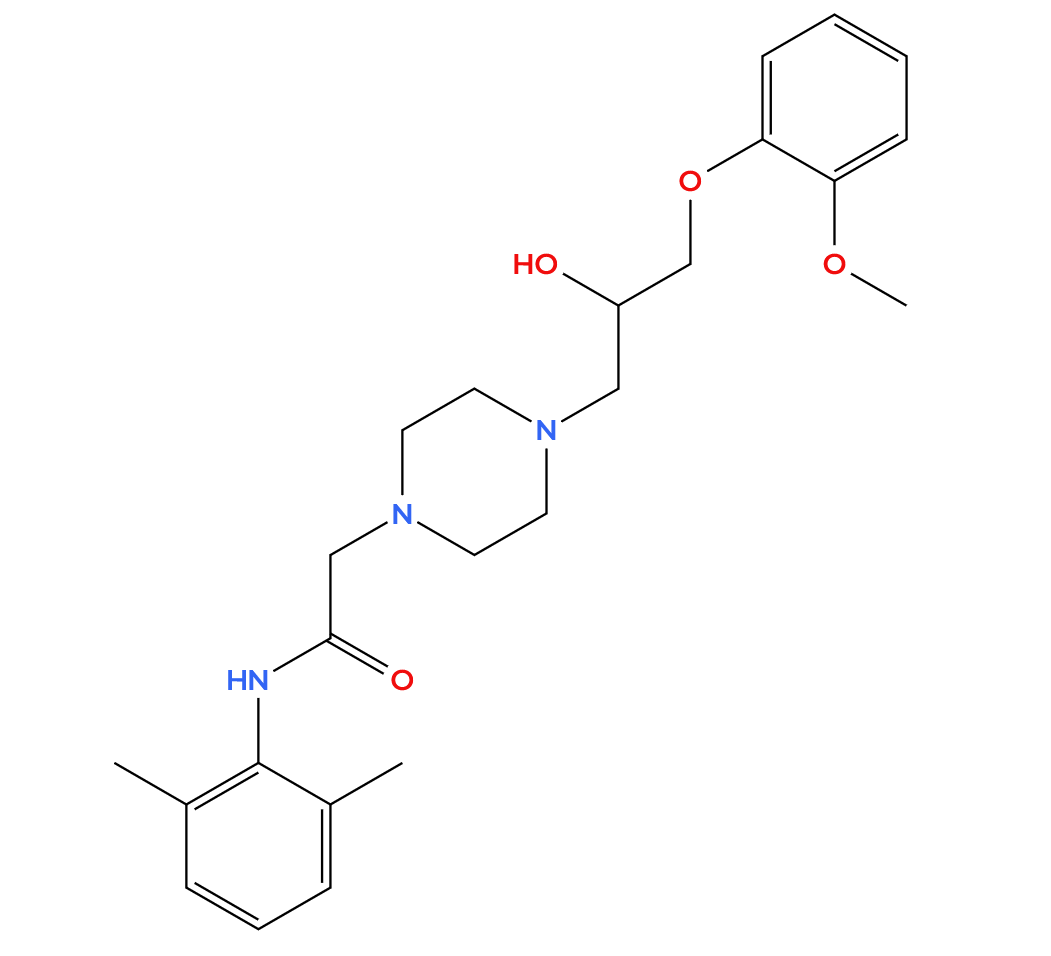 ノラジン（Ranolazine）の化学構造式
